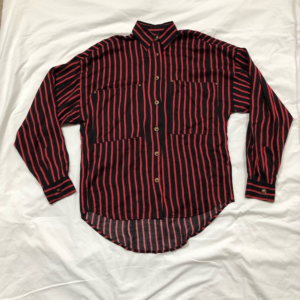The Kooples Women’s Striped Puff-Sleeve Button Down Shirt